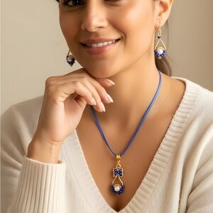 Elegant Blue and Gold Jewelry Set